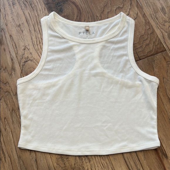 P’tula White Ribbed Crop Tank - Picture 3 of 5